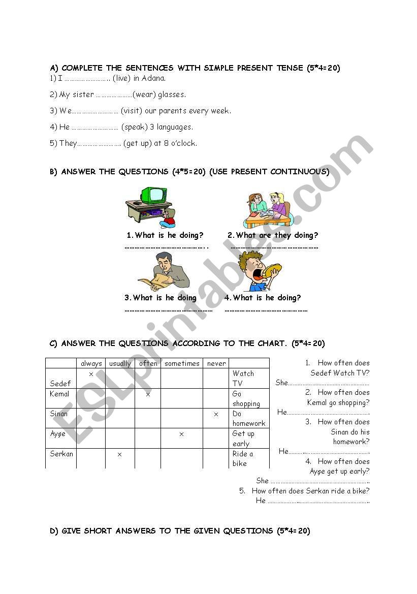 present continuous worksheet