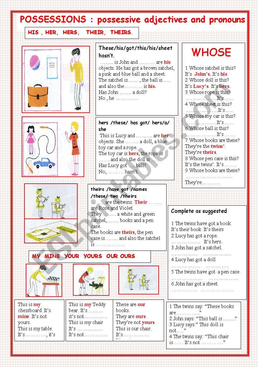  POSSESSIVE ADJECTIVES AND PRONOUNS