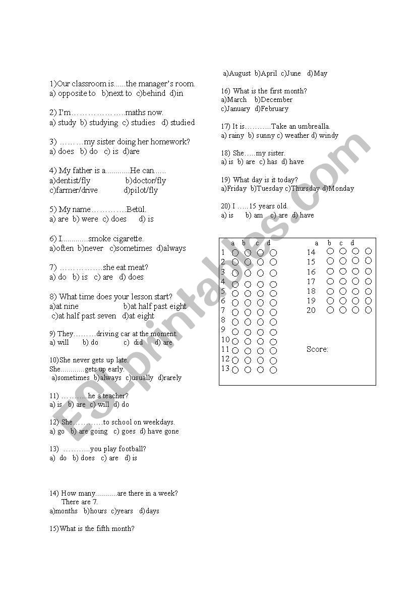 6th grade general worksheet