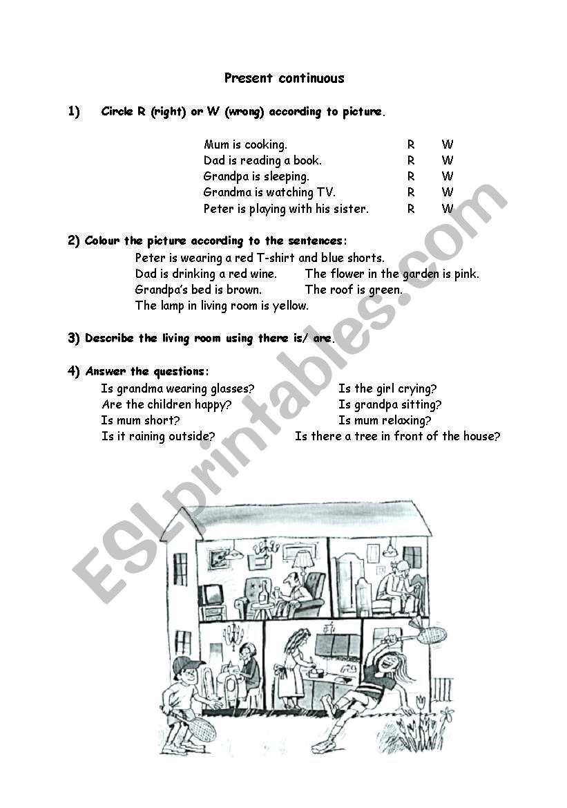 Present continuous worksheet