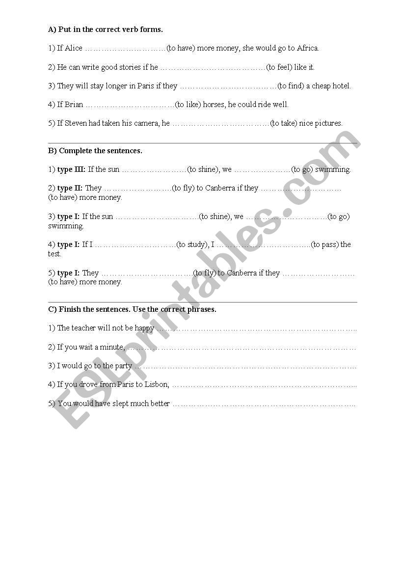 Conditionals worksheet