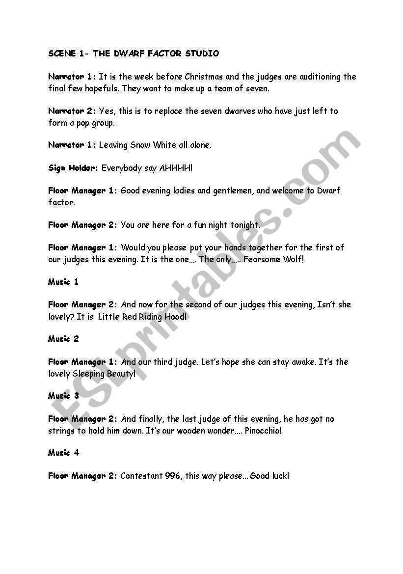 role play - snow white worksheet