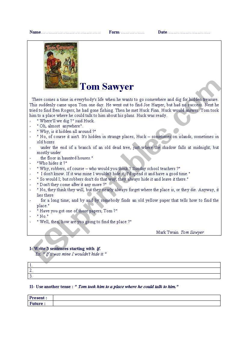 TEST ( reading skill) TOM SAWYER (level A2-B1)