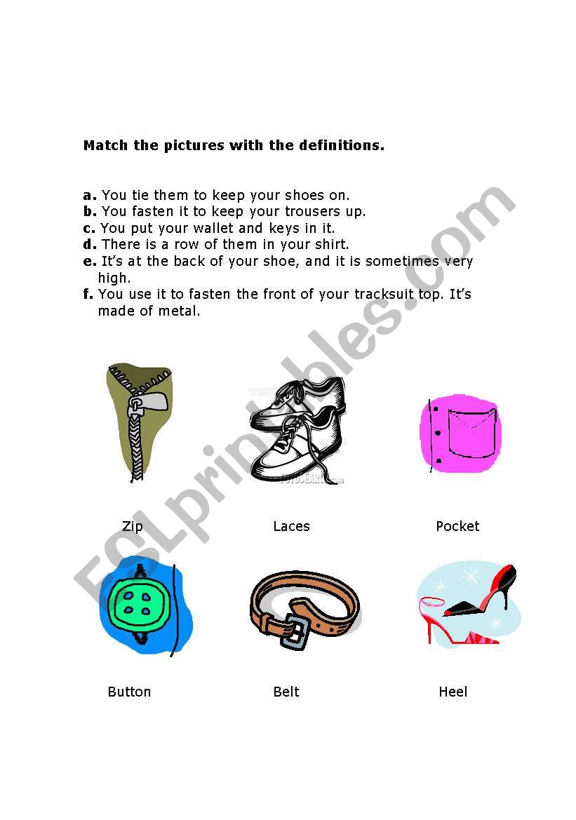 Match the pictures with the definitions