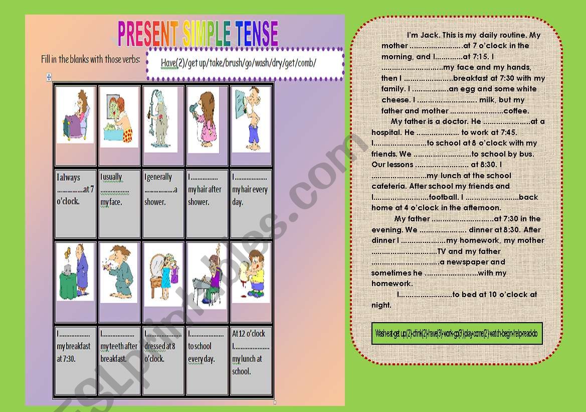 present simple tense worksheet