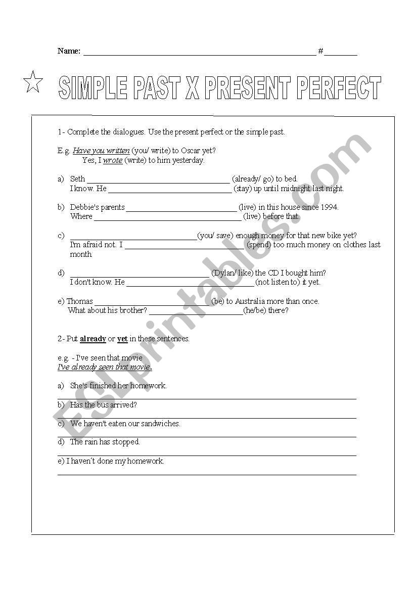 Simple Past x Present Perfect worksheet