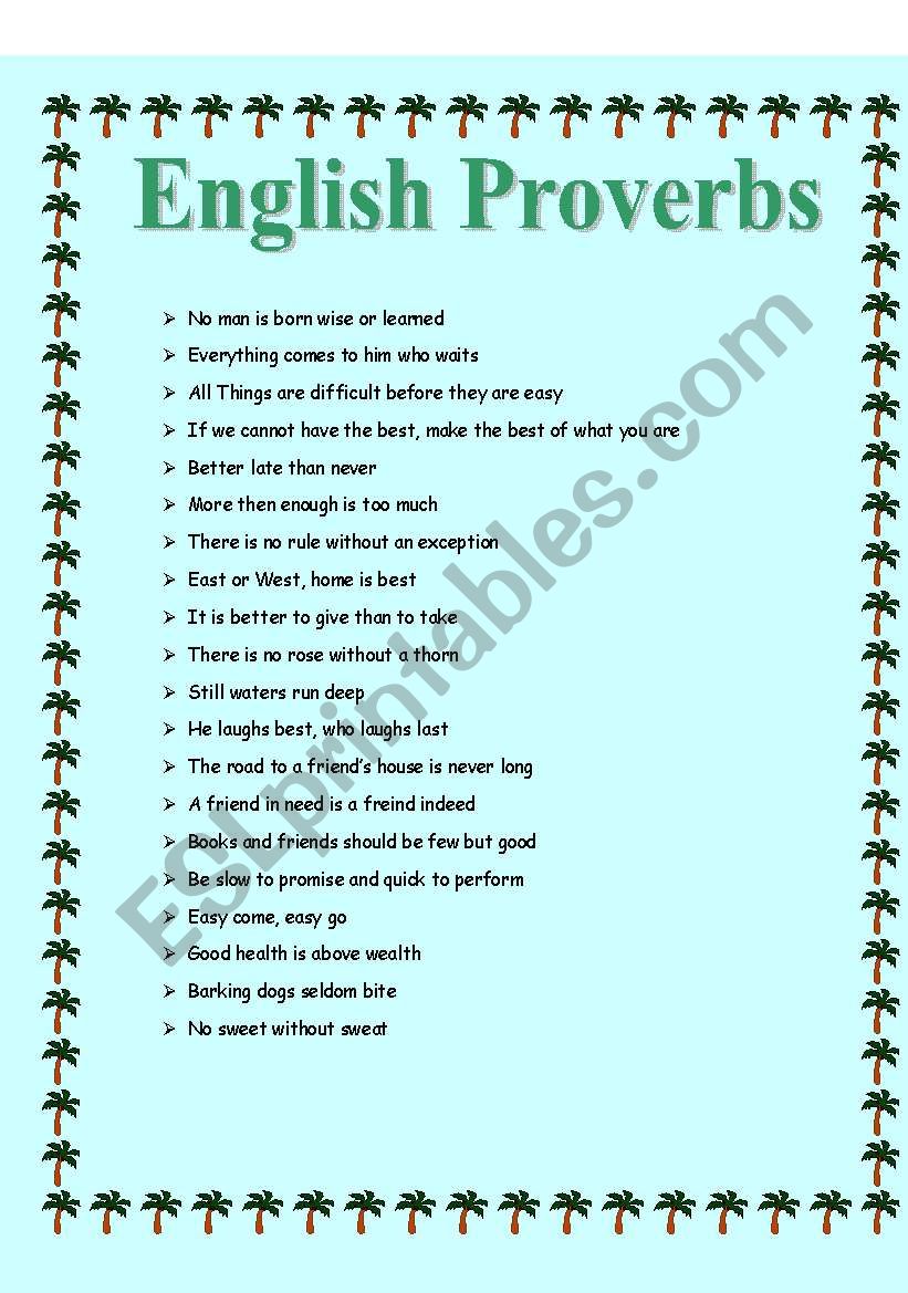 English Proverbs worksheet