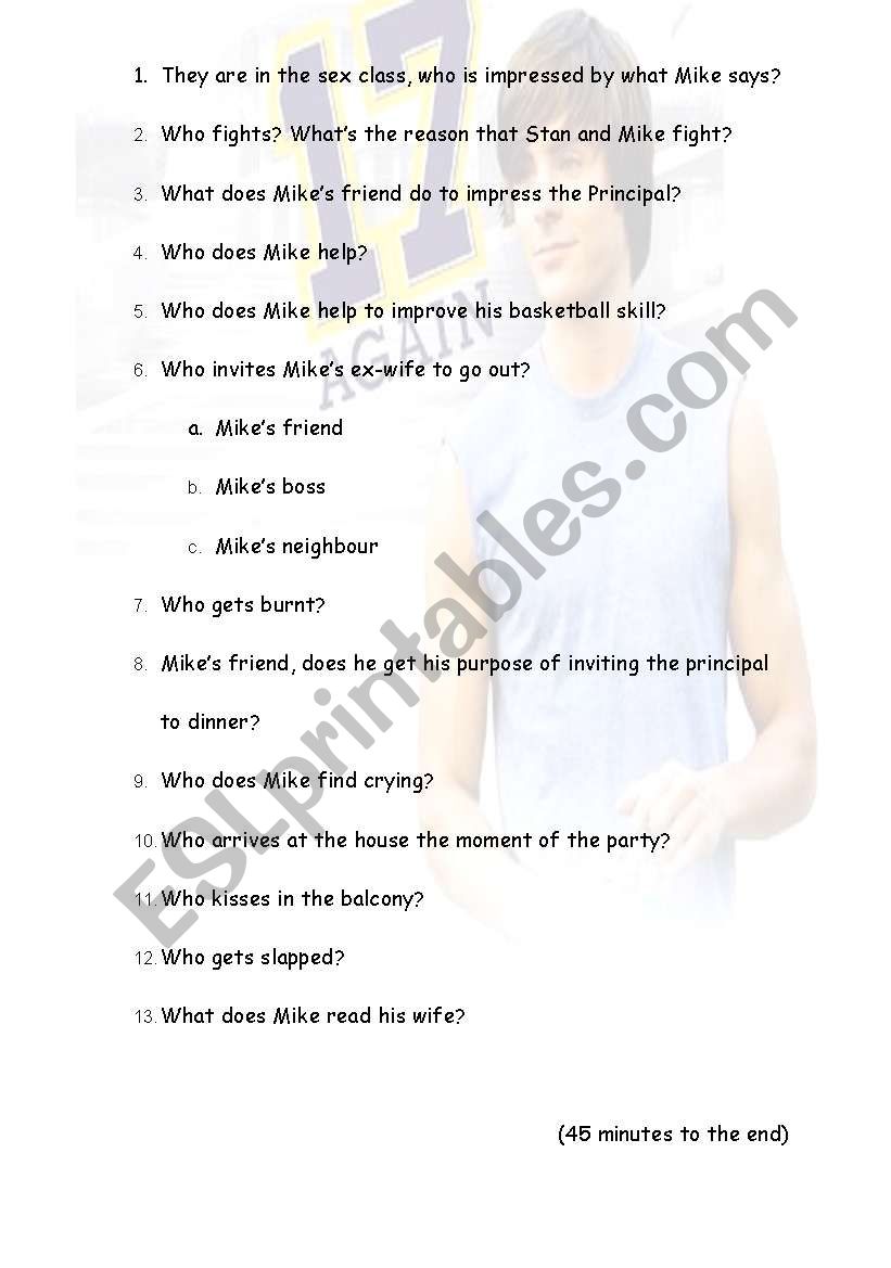 17 again Second part worksheet