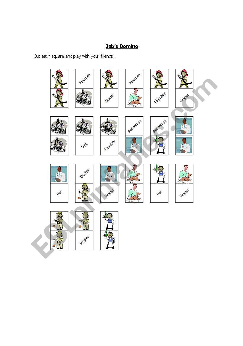 Jobs Domino worksheet