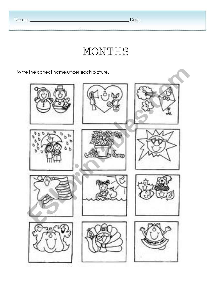 Months worksheet