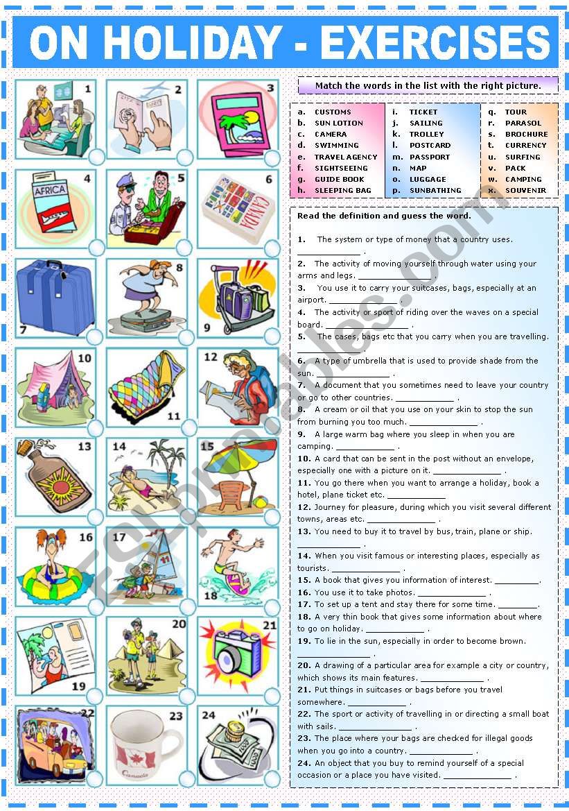 on-holiday-exercises-esl-worksheet-by-katiana