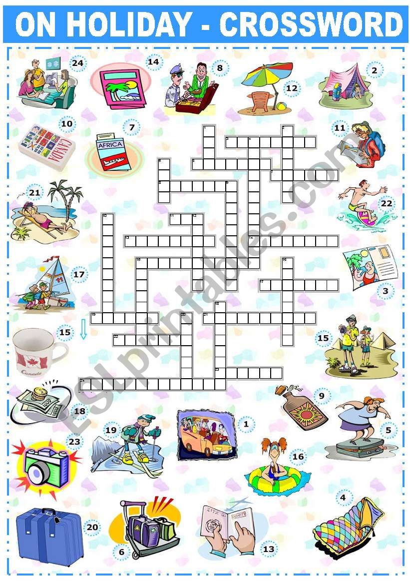 ON HOLIDAY - CROSSWORD  worksheet