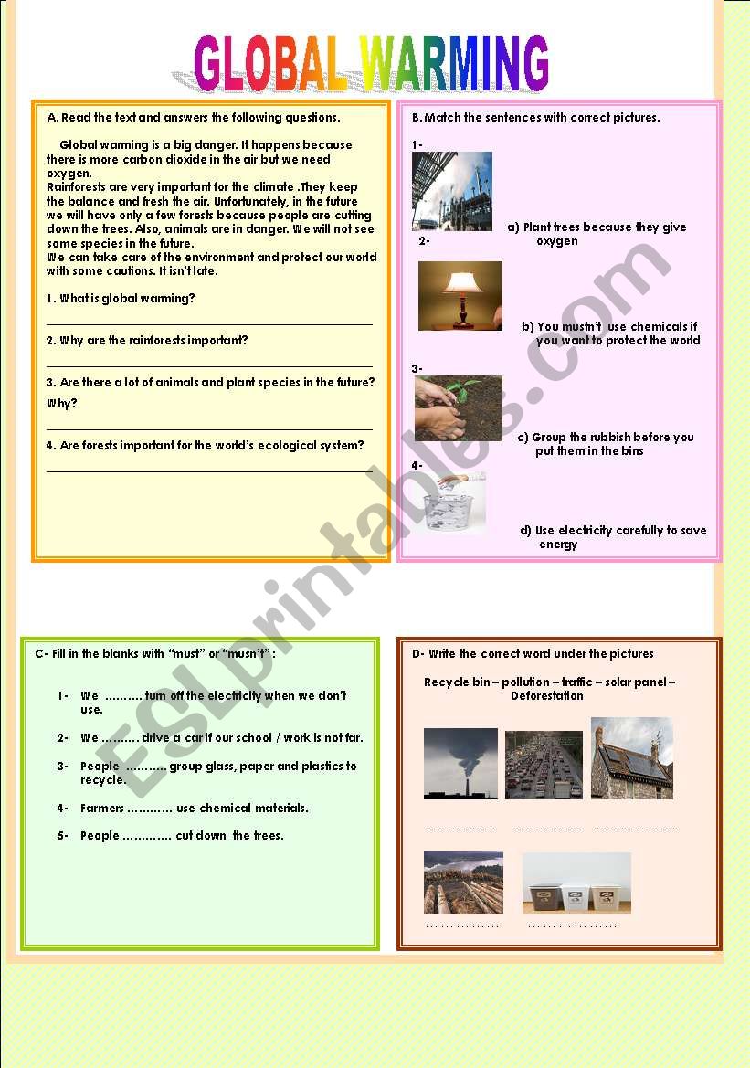 global warming worksheet