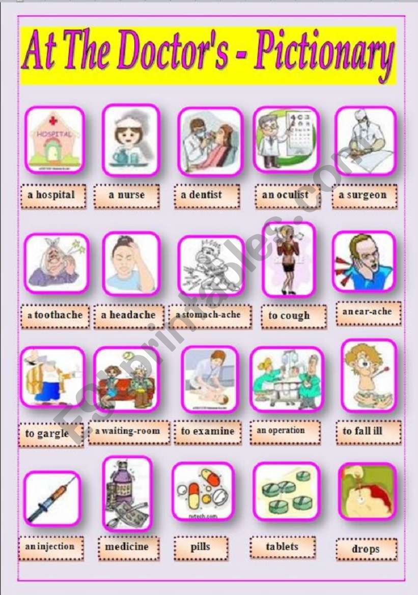 At The DoctorÂ´s - Pictionary worksheet