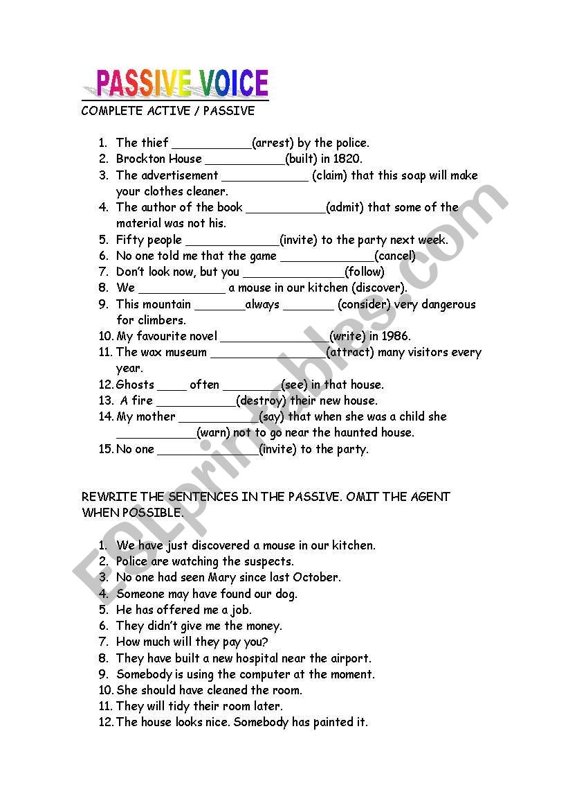 PASSIVE VOICE worksheet