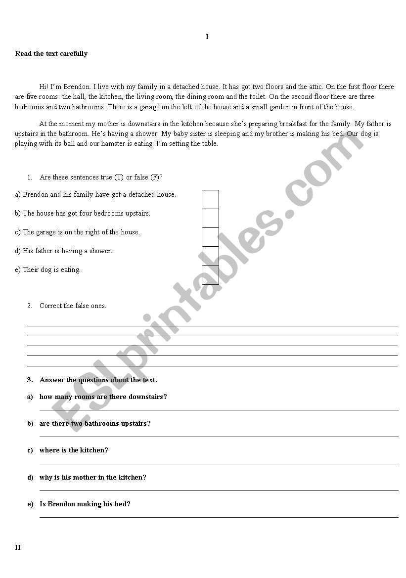 house worksheet