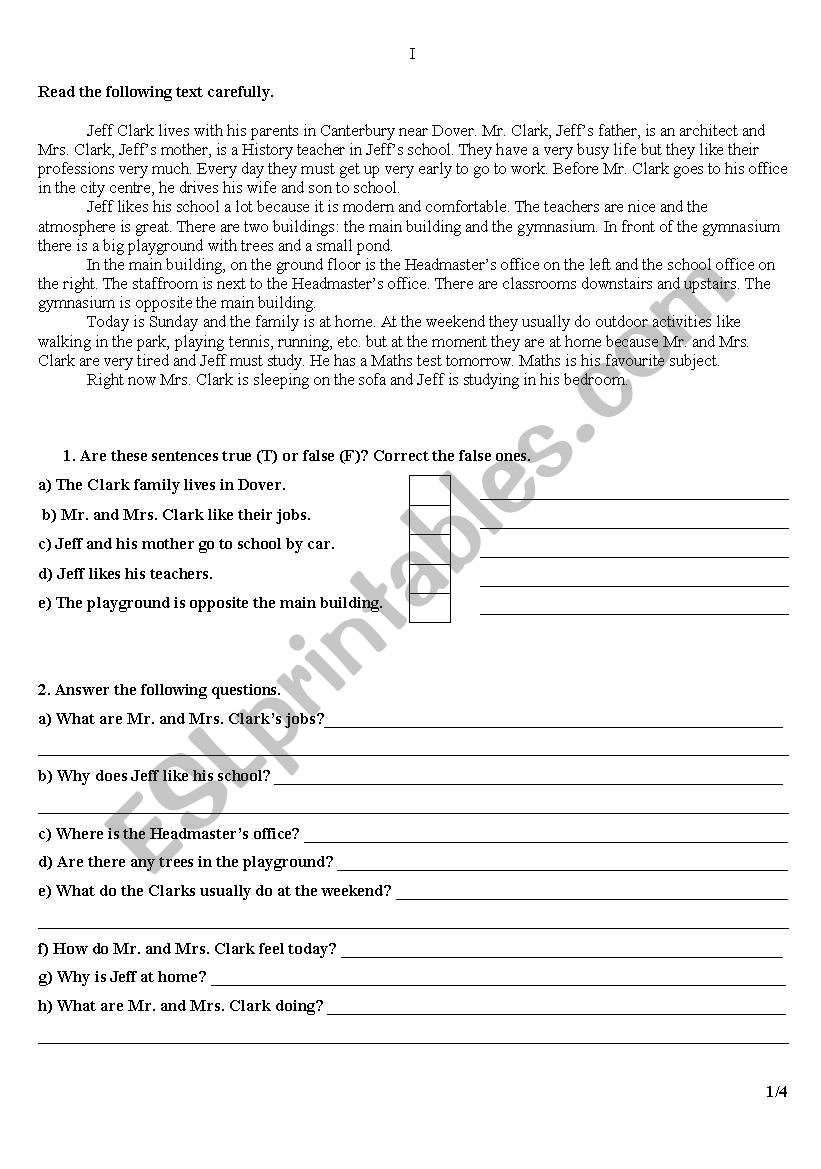 school worksheet