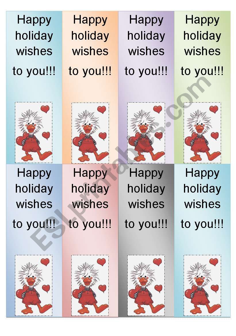 holiday bookmarks worksheet