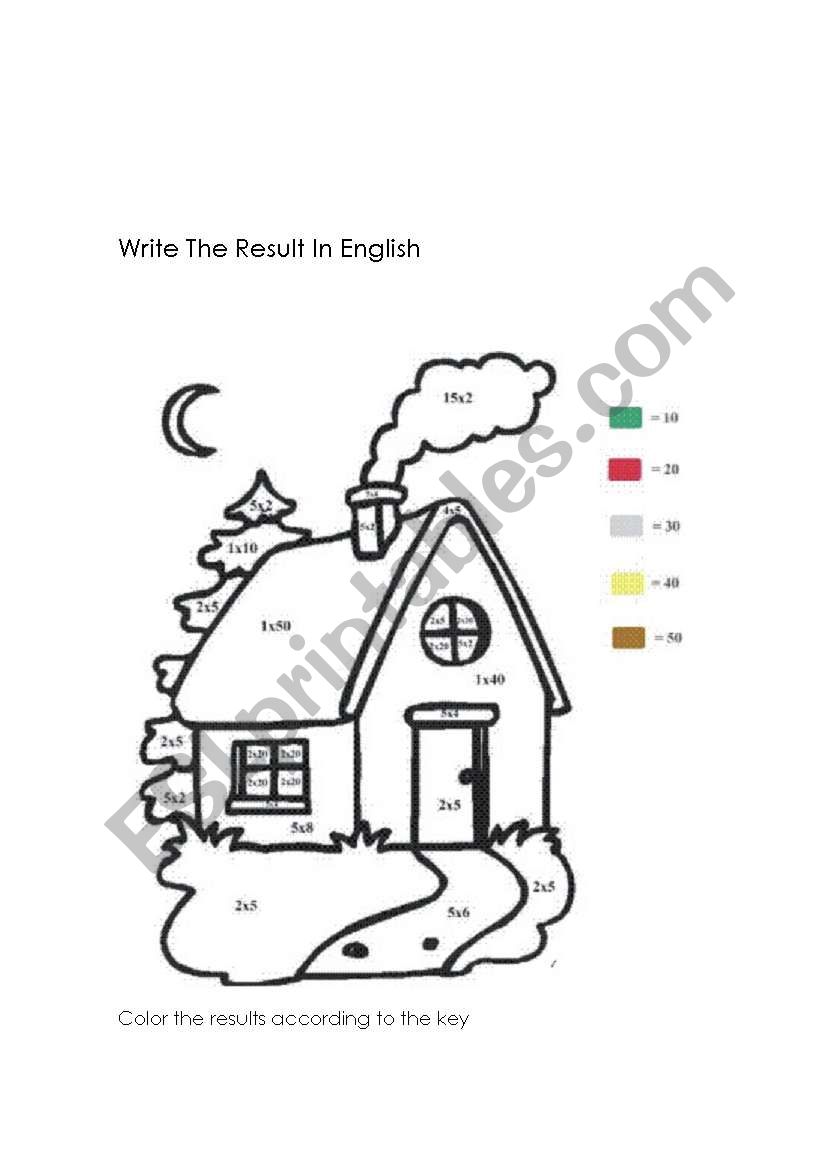 Write the result and Color worksheet