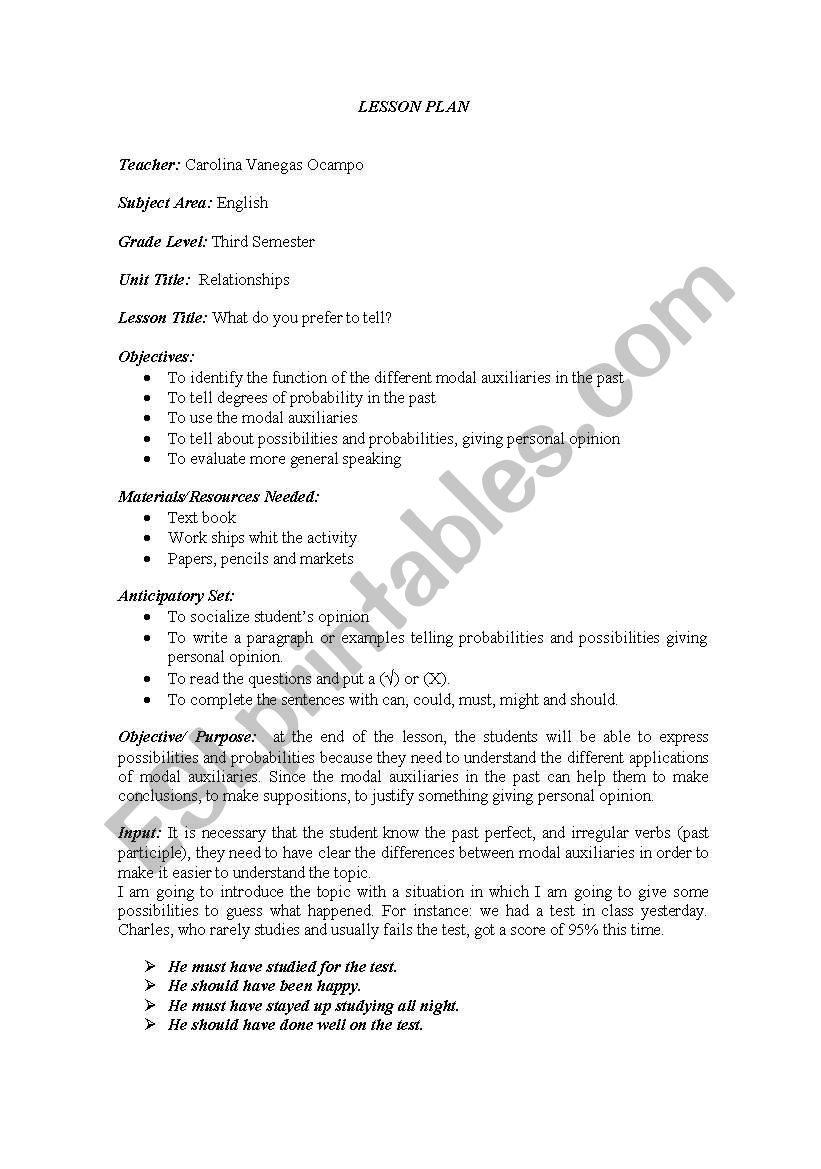 lesson plan worksheet