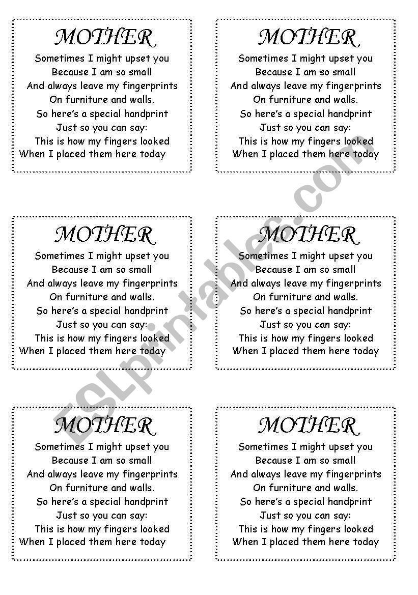 mothers day worksheet