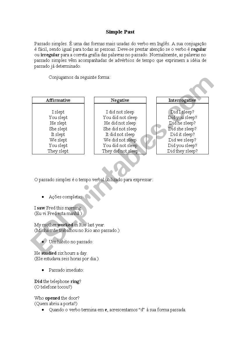 Simples Pasta - Grammar  worksheet