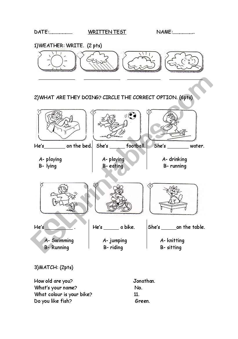 easy test for 4th / 5th grade worksheet