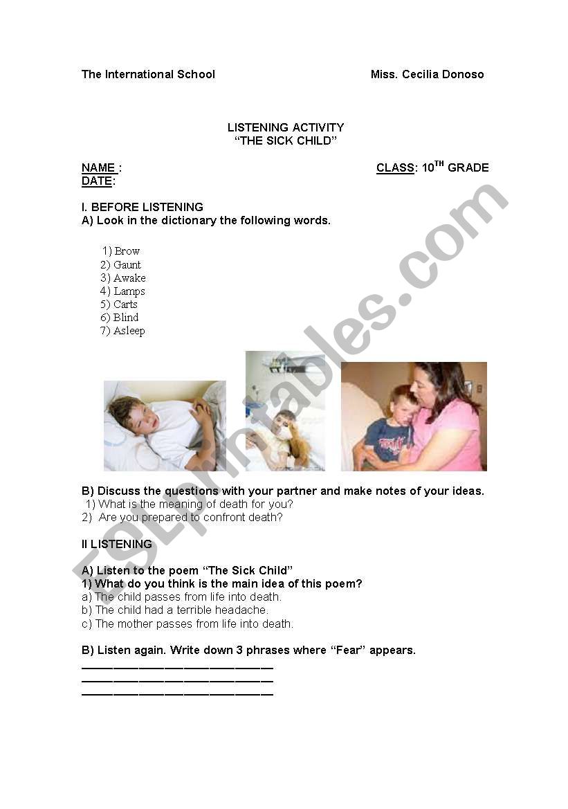 listening activity worksheet