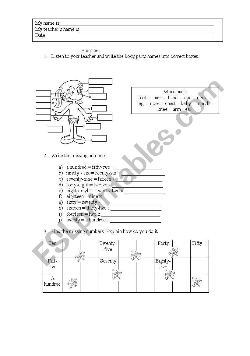 REVISION  worksheet