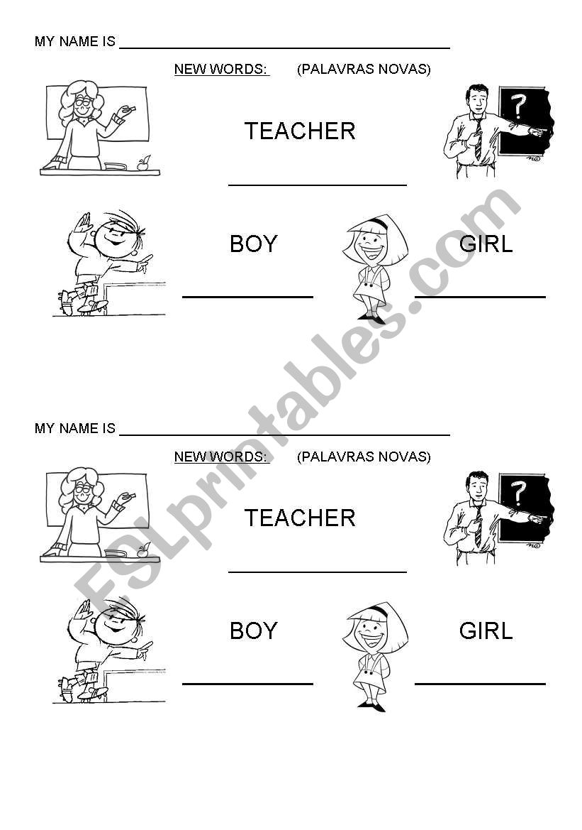 teacher - boy - girl worksheet