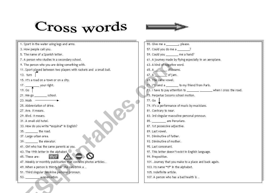 crosswords worksheet