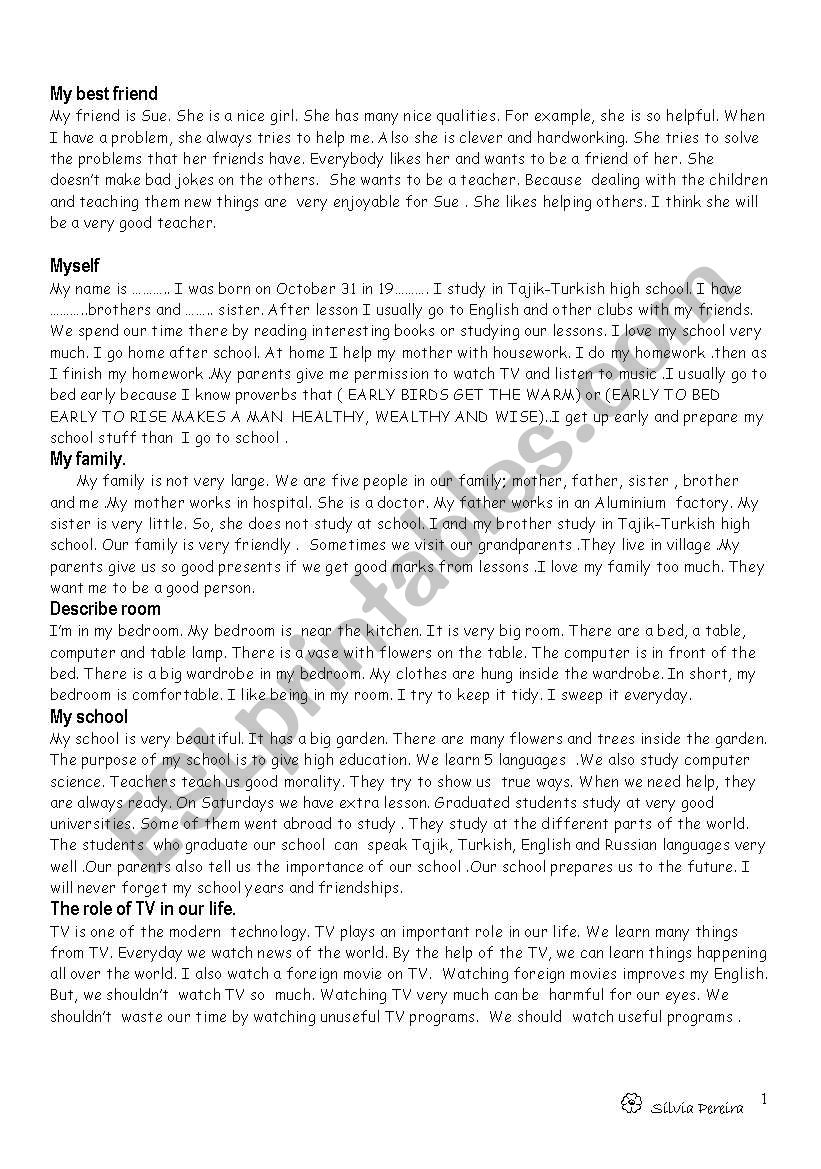 useful memorizing topics worksheet