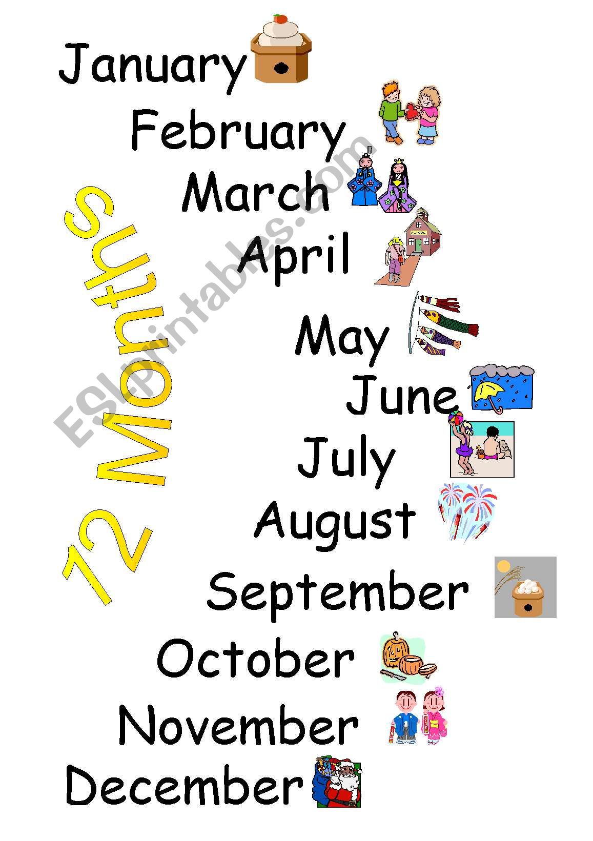 Months Song Board worksheet