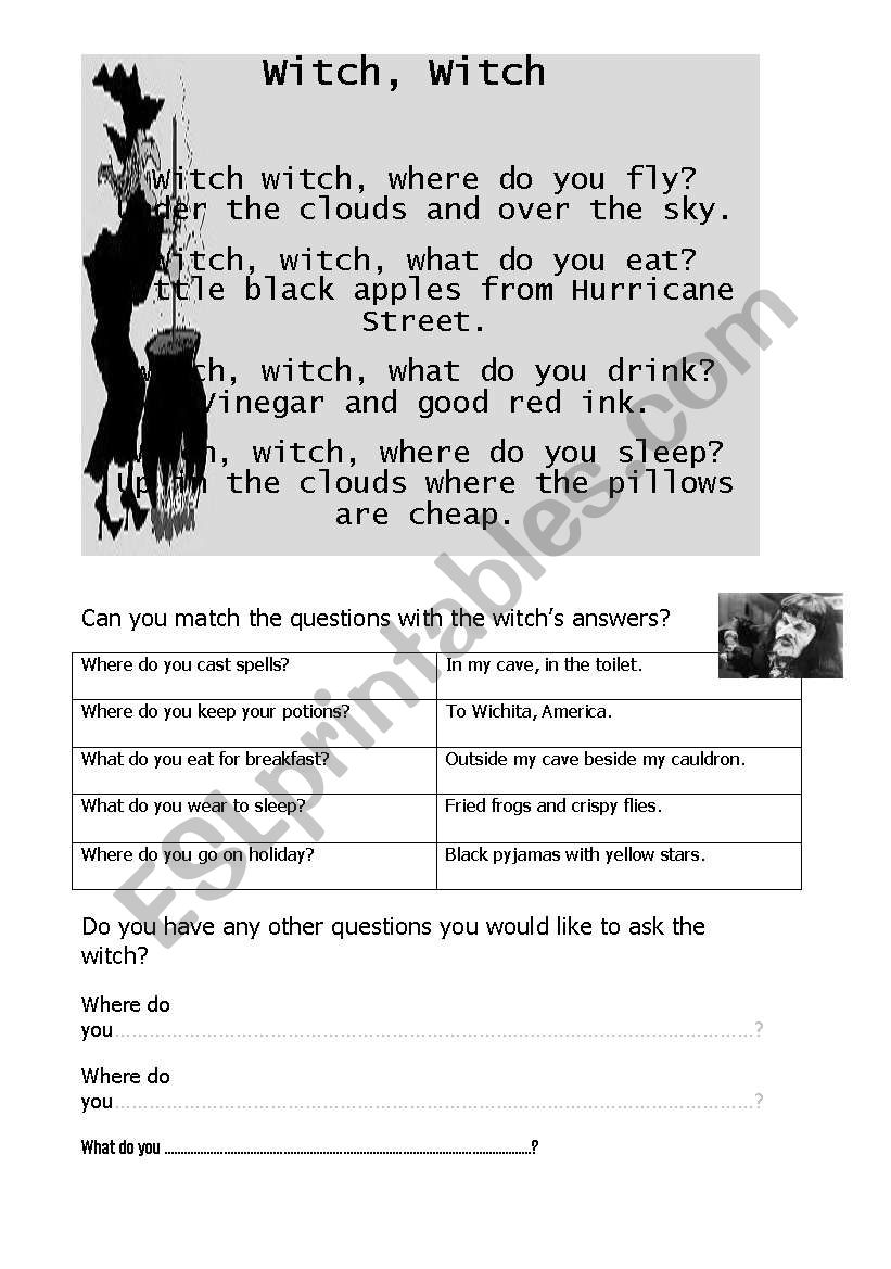 Witch Witch worksheet