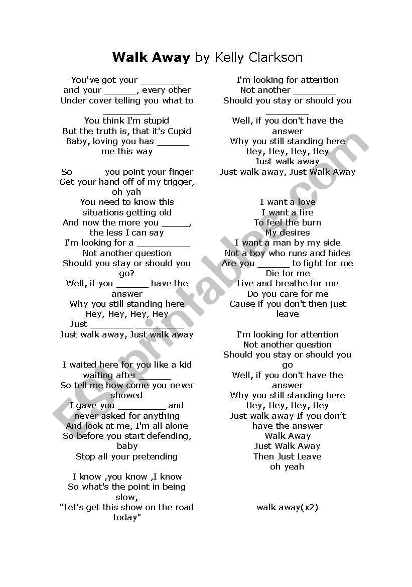 Complete de Lyric worksheet