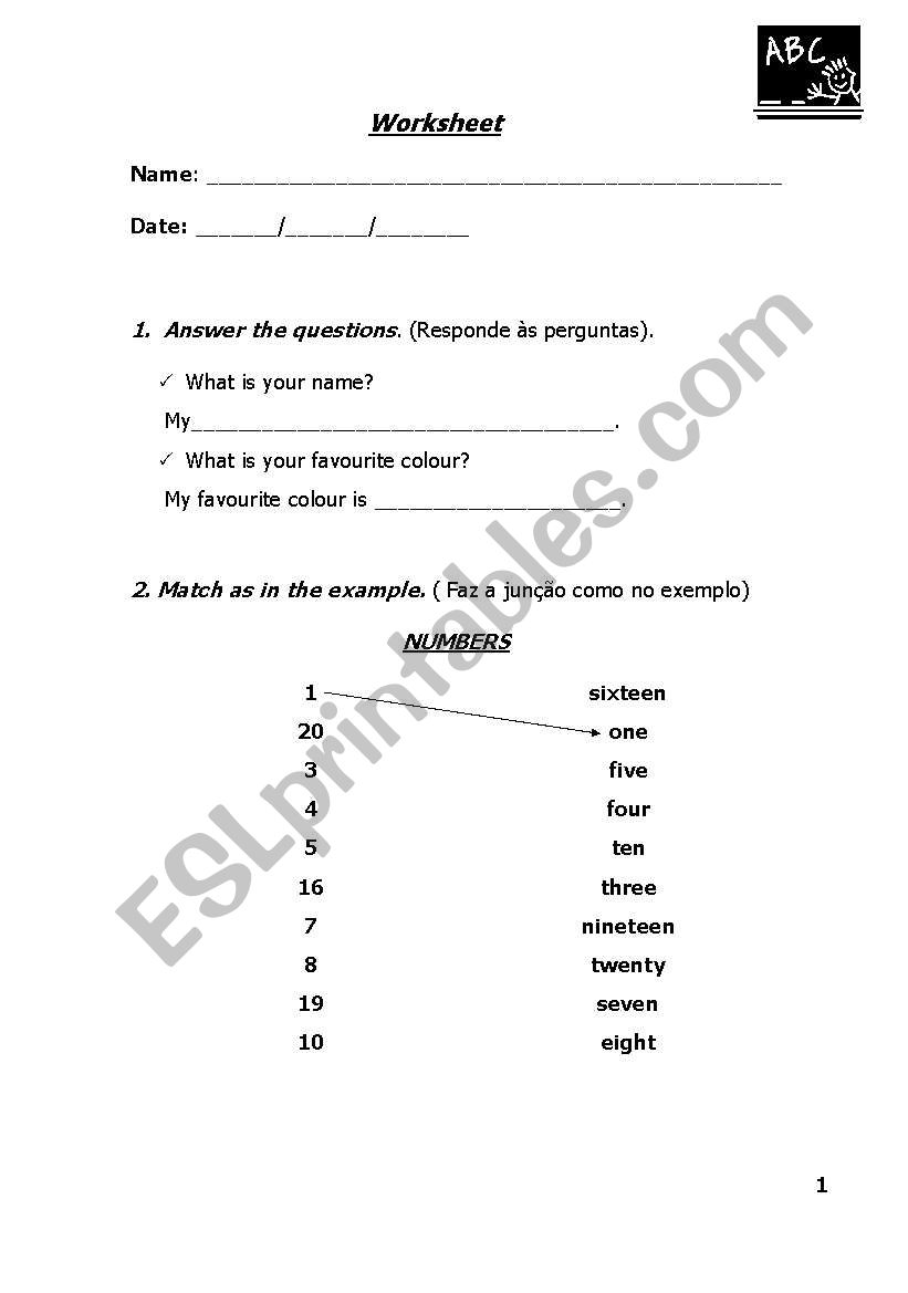 Revisions worksheet