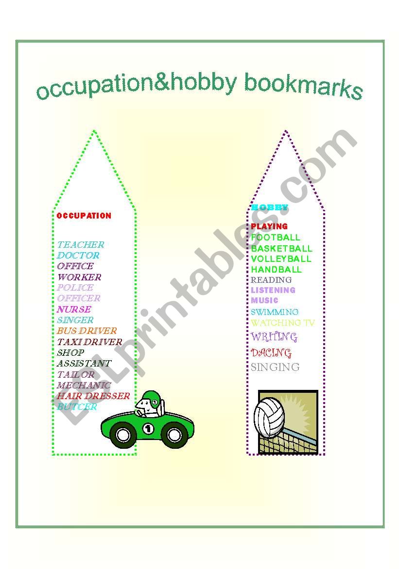 Occupation and hobby bookmarks