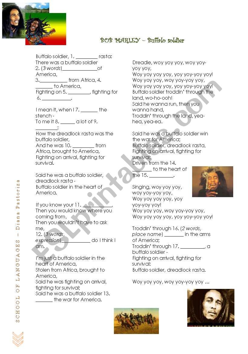 BOB MARLEY - Buffalo Soldier ESL worksheet