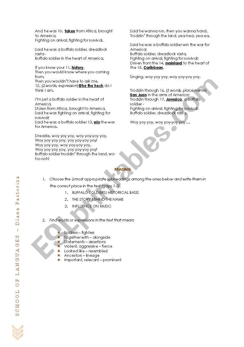 ventura99: Buffalo Soldier Lyrics Song Meanings