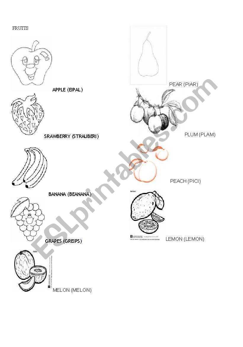 Fruits worksheet