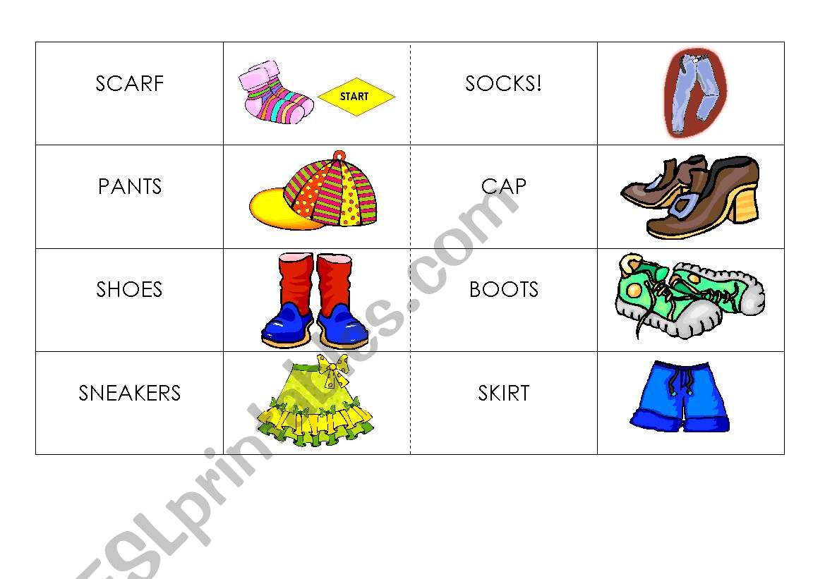 Clothes domino and/or memory game - beginners