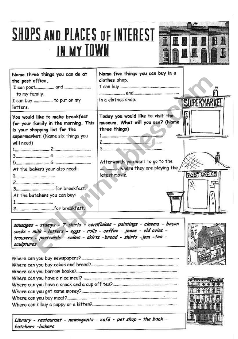 Shops worksheet