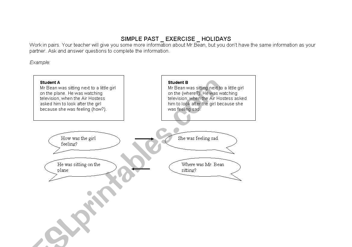 Simple Past speaking activity worksheet