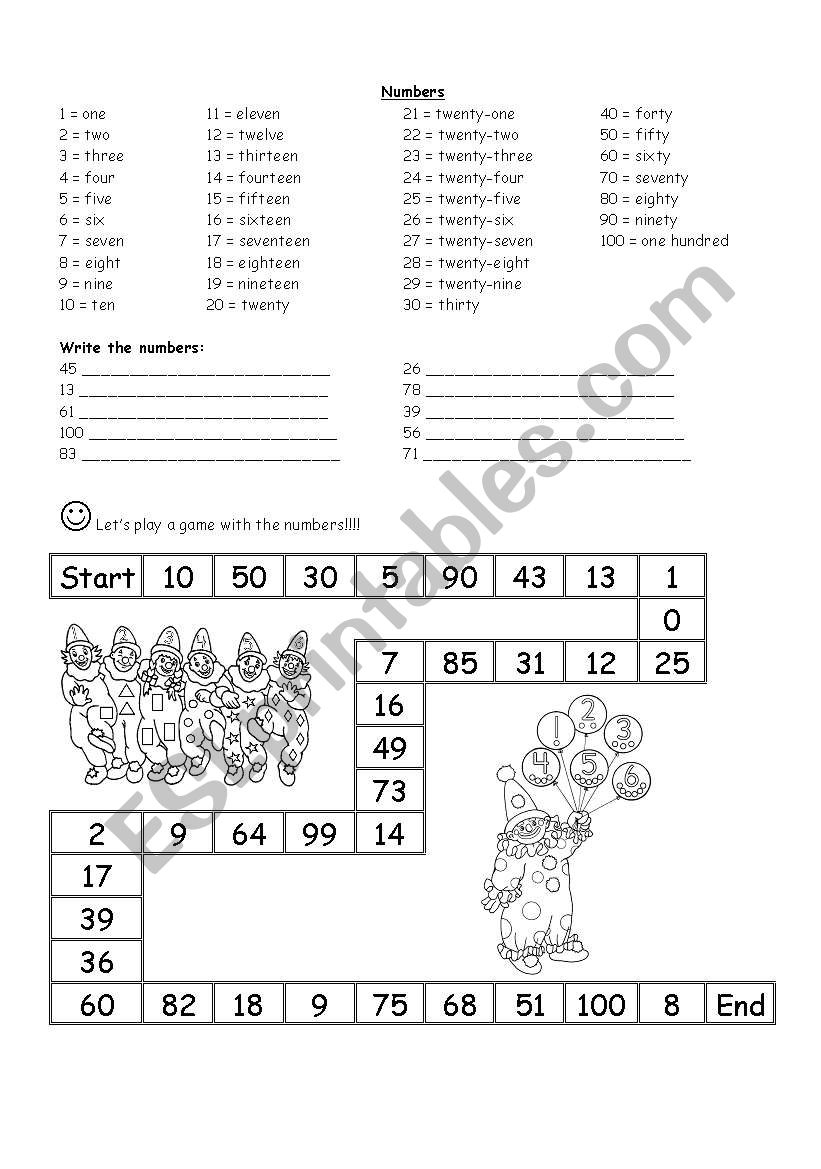 Numbers worksheet