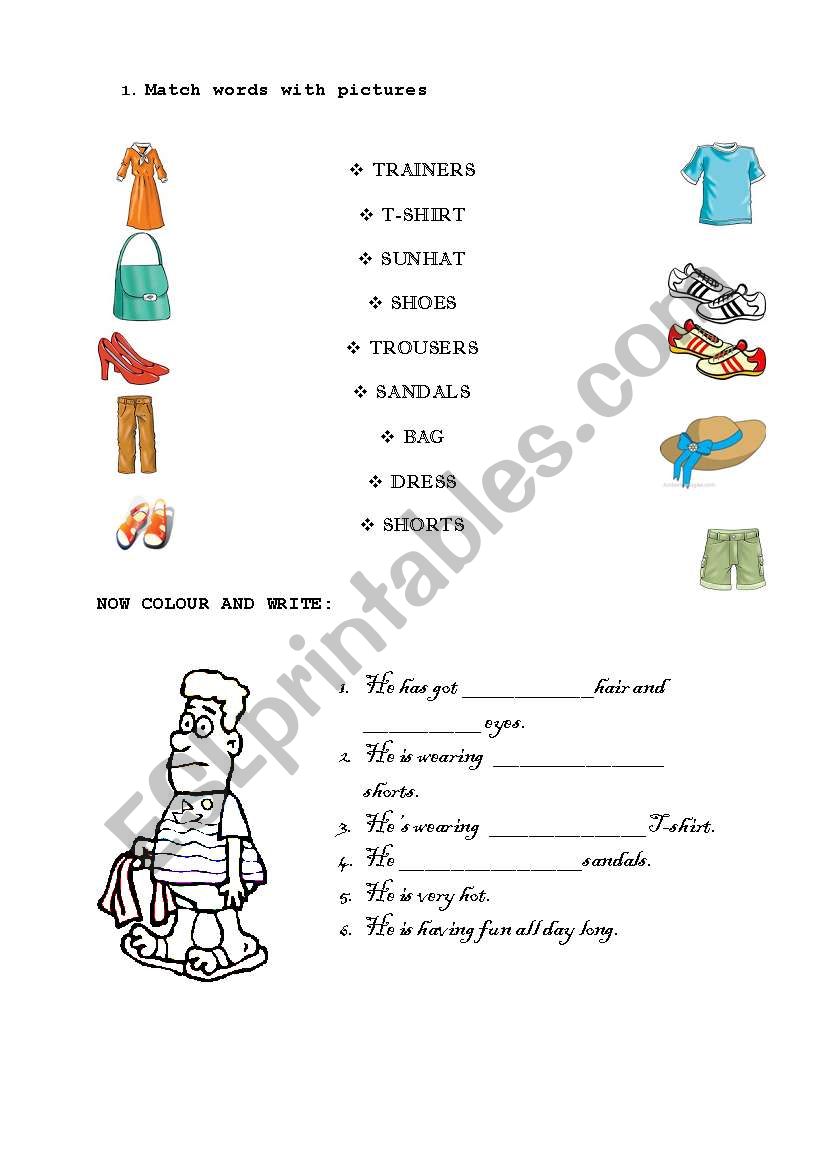 Clothes - IÂ´m wearing worksheet