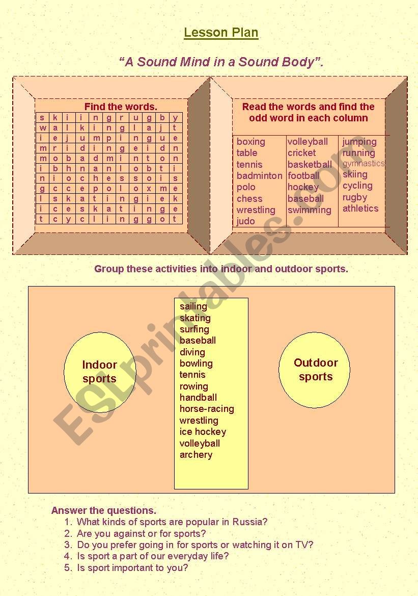 Sports. Olympic Games. worksheet