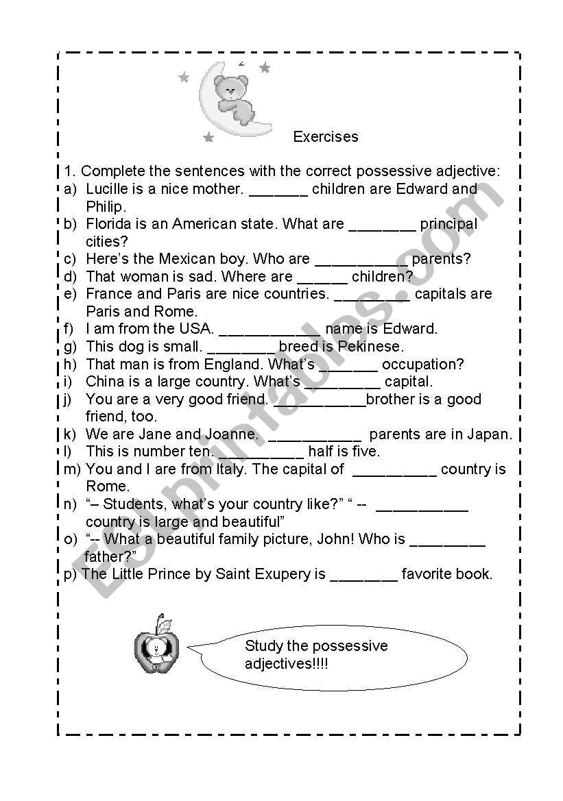 Possessive adjectives - Exercise