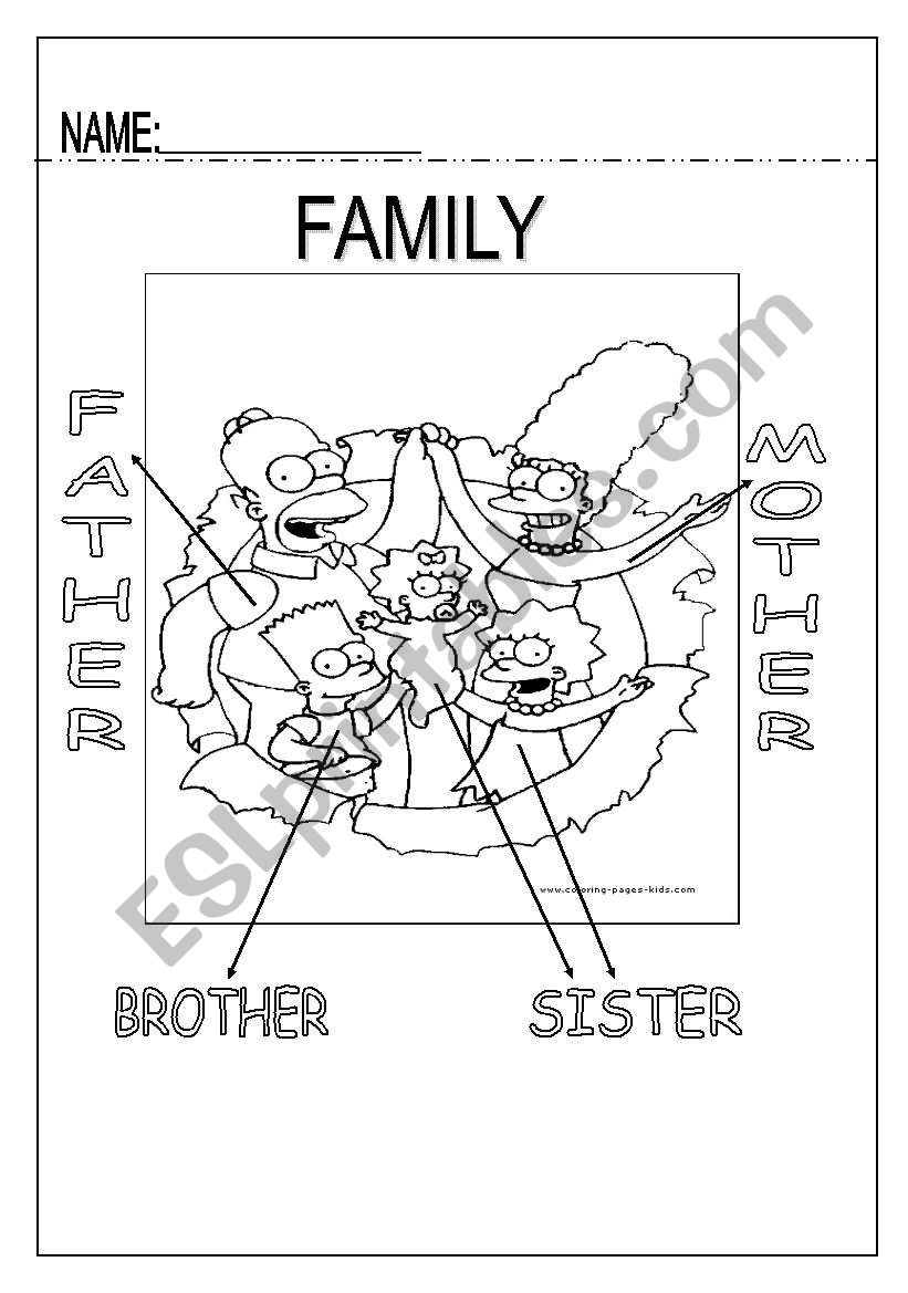 Family Members - the simpsons worksheet