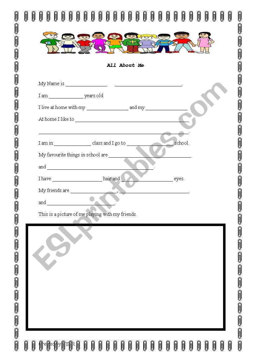 all about me worksheet