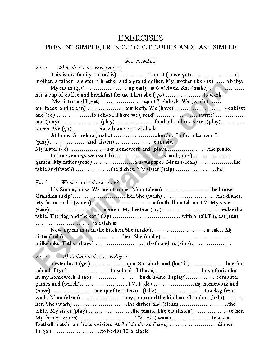 Mixed tenses worksheet